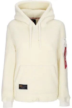 Alpha Industries Bluzy, Kobieta, Beżowy, XS, Biały kaptur Sherpa z kieszeniami
