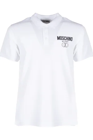 Moschino Koszulki, Mężczyzna, Biały, XL, Biała koszulka polo Double Smile