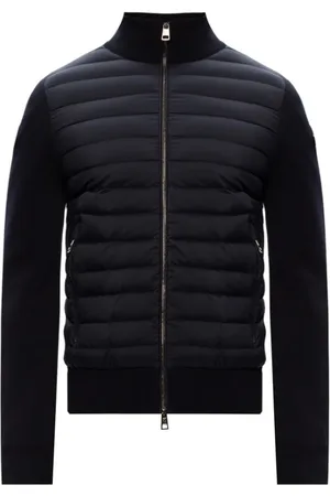 Moncler Kurtki, Mężczyzna, Niebieski, M, Odpinany sweter z kardiganu z krepem