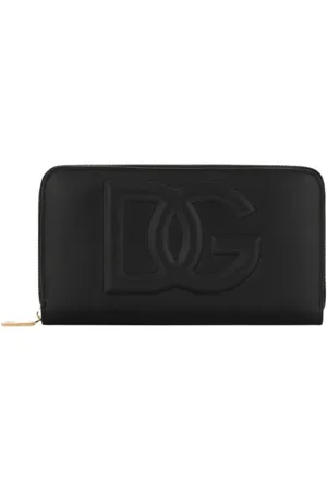Dolce & Gabbana Akcesoria, Kobieta, Czarny, ONE SIZE, Portfel z Pikowanym Logo i Zamkiem Błyskawicznym