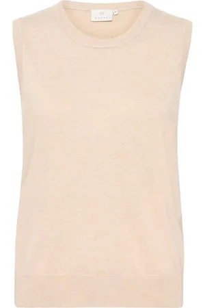 Kaffe Swetry, Kobieta, Beżowy, XS, Nylon, Szary Melanżowy Sweter bez Rękawów