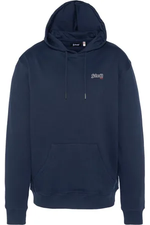 Schott NYC Bluzy, Mężczyzna, Niebieski, M, Bawełna, Niebieski bawełniany bluza z kapturem