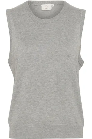 Kaffe Swetry, Kobieta, Szary, S, Nylon, Szara Melanżowa Sweter bez Rękawów