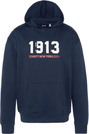 Schott NYC Bluzy, Mężczyzna, Niebieski, XL, Bawełna, Niebieski bawełniany kaptur