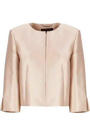 Alberta Ferretti Kurtki, Kobieta, Beżowy, S, Ivory Blezer z Okrągłym Dekoltem