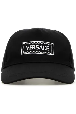 VERSACE Akcesoria, Mężczyzna, Czarny, 58 CM, Stylowa Czarna Bawełniana Czapka Baseballowa