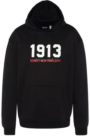 Schott NYC Bluzy, Mężczyzna, Czarny, S, Bawełna, Bawełniany Hoodie - Czarny, Prosty krój