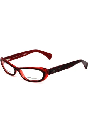Alexander McQueen Akcesoria, Kobieta, Czerwony, ONE SIZE, Czerwona oprawka z octanu z tarczą hawana