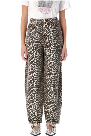 Ganni Spodnie, Kobieta, Wielobarwność, W26, Denim, Leopard Denim Starry Jeansy
