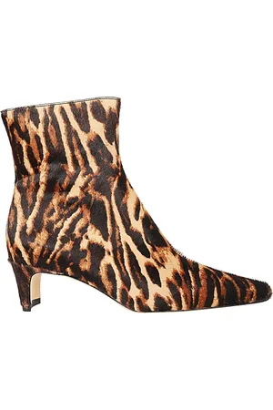 Staud Buty, Kobieta, Wielobarwność, 37 EU, Skórzany Botek z Wzorem Leoparda