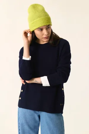 Des Petits Hauts Swetry, Kobieta, Niebieski, M, Granatowy Sweter z wełny merynosa