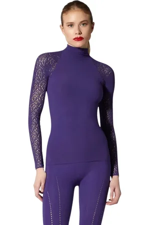 Wolford Koszulki, Kobieta, Fioletowy, S, Fioletowy Top z Długim Rękawem