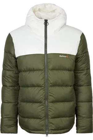 Barbour Kurtki, Mężczyzna, Zielony, L, Len, Leśna Kurtka Pikowana Zamek Logo