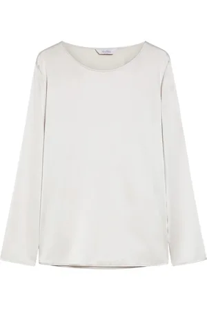 Max Mara Koszulki, Kobieta, Szary, S, Satyna, Jedwabna satynowa bluzka