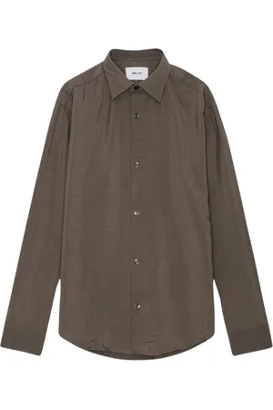 NN.07 Koszule, Mężczyzna, brązowy, L, Koszula z nadrukiem z tkaniny twill