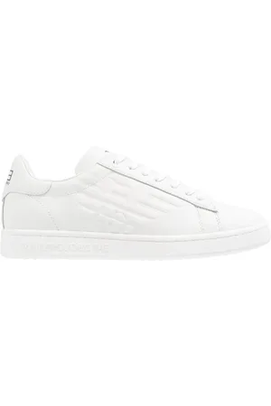 EA7 Buty, Mężczyzna, Biały, 40 2/3 EU, Skóra, Białe sneakersy z podstawowym logo
