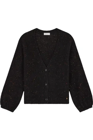 Des Petits Hauts Swetry, Kobieta, Czarny, M, Oversize Kardigan z Guzikami i Dekoltem w Szpic
