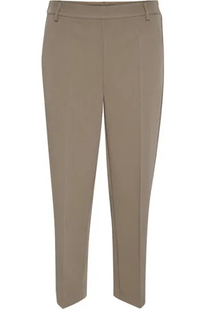 Kaffe Spodnie, Kobieta, Beżowy, 3XL, Nowoczesne Spodnie Cropped Major Brown