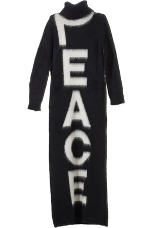 Moschino Sukienki, Kobieta, Czarny, M, Długa Sukienka Z Dżerseju z Intarsją Peace