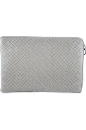 Bottega Veneta Pre-owned, Mężczyzna, Szary, ONE SIZE, Skóra, Pre-owned Leather clutches