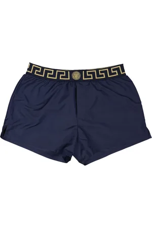 VERSACE Stroje kąpielowe, Mężczyzna, Niebieski, XL, Granatowe Szorty Kąpielowe Wzór Greca