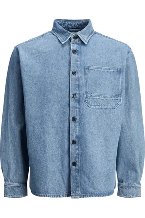 JACK & JONES Koszule, Mężczyzna, Niebieski, L, Męskie Jesień/Zima Bawełniana Koszula Kolekcja
