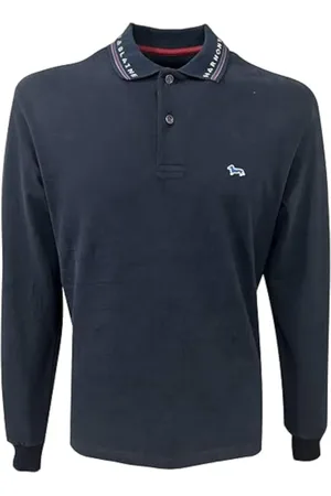 HARMONT&BLAINE Koszulki, Mężczyzna, Niebieski, M, Polo Kołnie Jacquard Granatowy - XXL