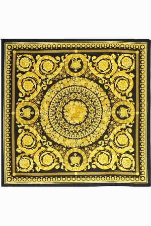 VERSACE Akcesoria, Kobieta, Żółty, ONE SIZE, Jedwabny Szal z nadrukiem Barocco