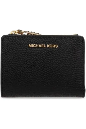 Michael Kors Akcesoria, Kobieta, Czarny, ONE SIZE, Elegancki Czarny Portfel z Złotym Logo