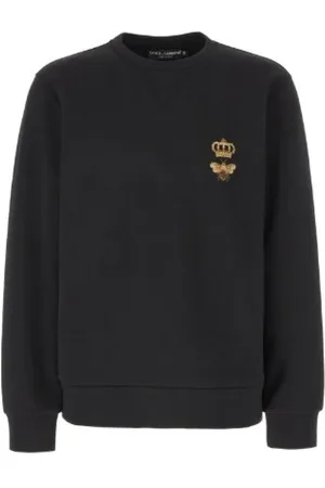 Dolce & Gabbana Bluzy, Mężczyzna, Czarny, 2XL, Bluza z haftem pszczoły