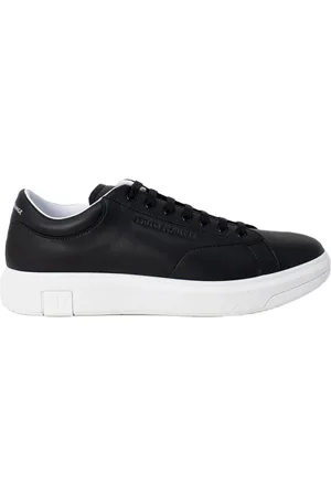 Armani Exchange Buty, Mężczyzna, Czarny, 42 EU, Czarne skórzane trampki Kolekcja wiosna/lato