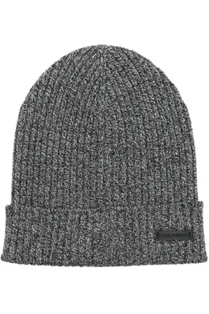 Dolce & Gabbana Akcesoria, unisex, Szary, ONE SIZE, Czarna Zestawiona Wełniana Czapka
