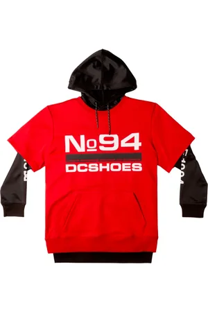 Dcshoes Bluzy, Mężczyzna, Czerwony, S, Poliester, Czerwony Sweter z Odpinaną Kapturem