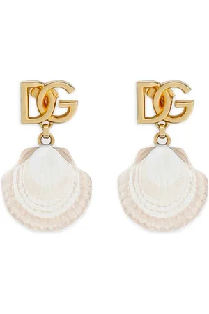Dolce & Gabbana Akcesoria, Kobieta, Żółty, ONE SIZE, Złote Biżuteria Muszle Pin Zapięcie