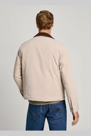 Pepe Jeans Kurtki, Mężczyzna, Beżowy, L, Lekka kurtka sateen z kołnierzem z sztruksu