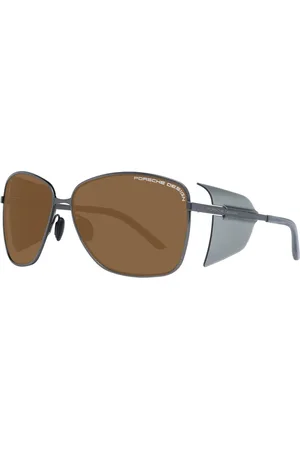 Porsche Design Akcesoria, Kobieta, Szary, ONE SIZE, Gunmetal Square Okulary przeciwsoneczne z Brązowymi Szkłami