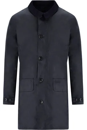 Barbour Płaszcze, Mężczyzna, Niebieski, L, Granatowa Woskowana Kurtka Mac