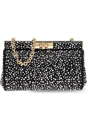 Dolce & Gabbana Torebki, Kobieta, Czarny, ONE SIZE, Len, Kopertówka `Marlene Medium`