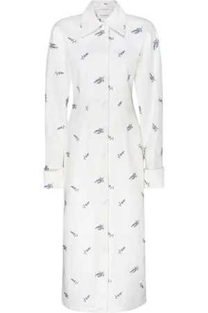 Sportmax Sukienki, Kobieta, Biały, XS, Bawełna, Biała Sukienka Koszulowa