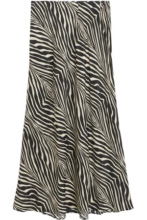 By Malene Birger Spódnice, Kobieta, Czarny, S, Poliester, Spódnica Midi A-Line Boshan w Pasy Zebra