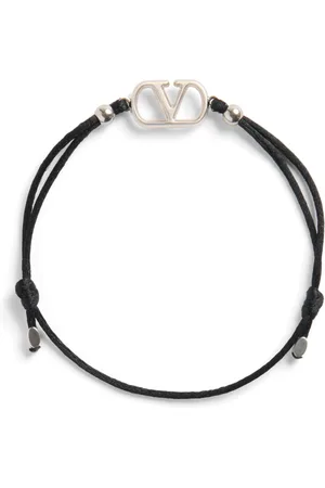 VALENTINO GARAVANI Akcesoria, Mężczyzna, Czarny, ONE SIZE, Len, Czarny Bransoletka z bawełny VLogo Signature