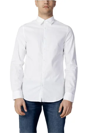 Armani Exchange Koszule, Mężczyzna, Biały, M, Biała Koszula Slim Fit z Bawełny