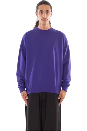 Y-3 Bluzy, Mężczyzna, Fioletowy, L, Bawełna, Bluza Terry z logo na piersi