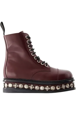 TOGA PULLA Buty, Kobieta, Czerwony, 37 1/2 EU, Bordowe Skórzane Buty - Okrąga Nos