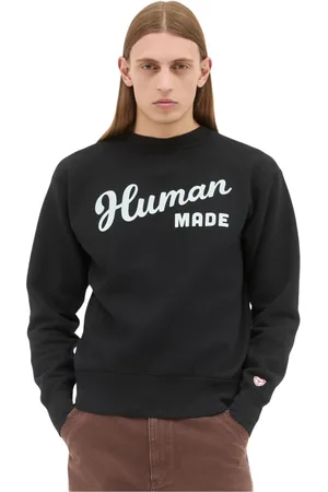 HUMAN MADE Bluzy, Mężczyzna, Czarny, L, Bluza z bawełnianego dresu z nadrukiem