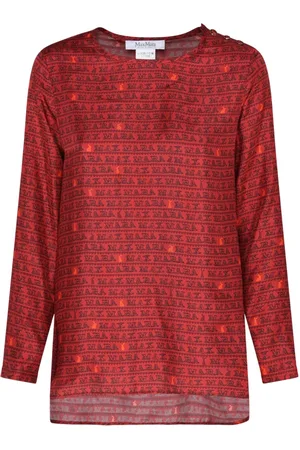 Max Mara Bluzki, Kobieta, Czerwony, 3XS, Czerwona Bluzka z Logo