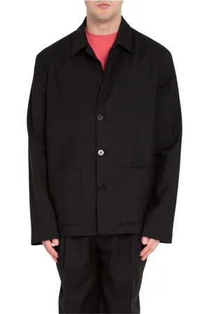 COSTUMEIN Kurtki, Mężczyzna, Czarny, L, Elegancka Koszula z Wełny