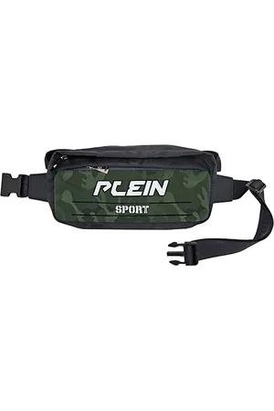 Philipp Plein Torebki, Mężczyzna, Zielony, ONE SIZE, Logo Print Pas biodrowy Torba na biodra Średnia Aips 805