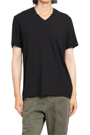 James Perse Koszulki, Mężczyzna, Czarny, 2XL, Czarna Koszulka z Dekoltem V Krótkie Rękawy