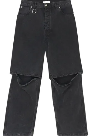 Etudes Jeansy, Mężczyzna, Czarny, M, Bawełna, Czarne Wyprane Baggy Jeansyy